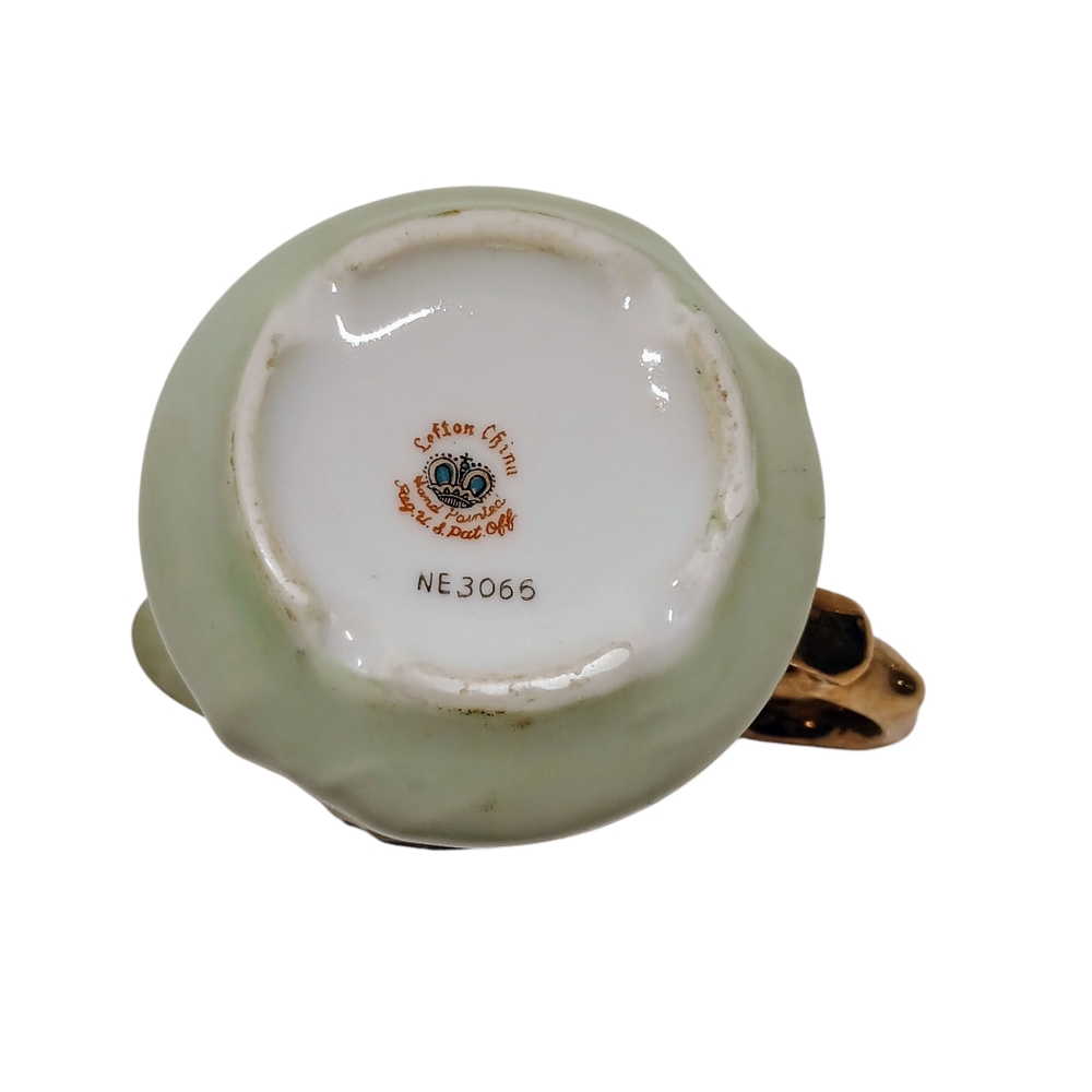 Lefton China Creamer 3 1/2 Inch Heritage Green Rose 3066 VTG - Picture 8 of 16